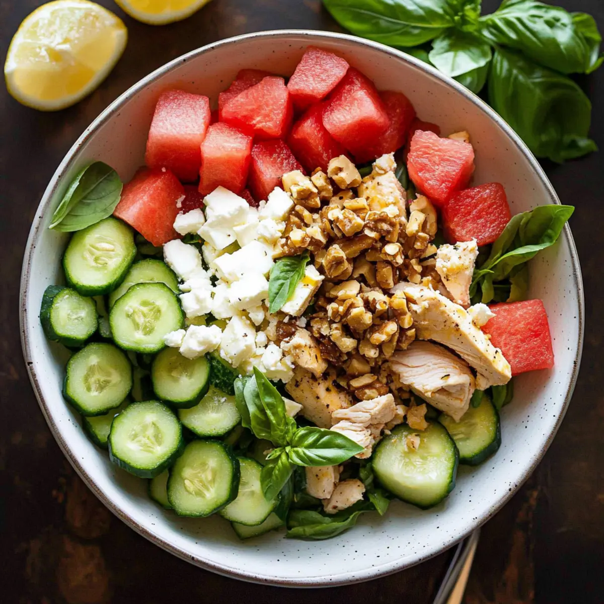 Watermelon Feta Chicken Salad