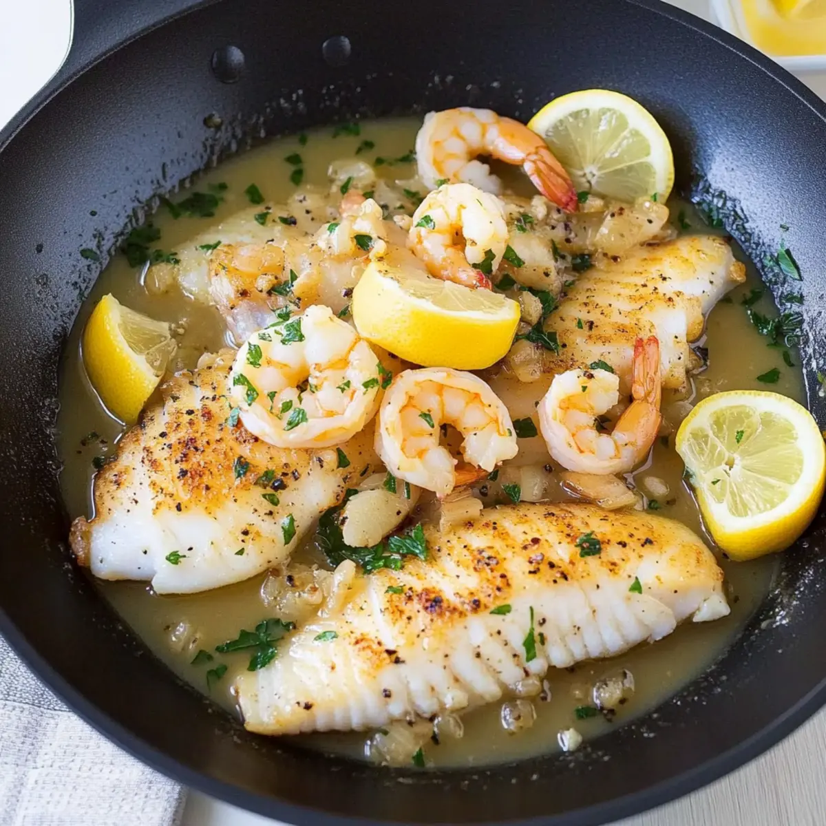 Skillet Tilapia with Shrimp in Zesty Lemon-Wine Sauce 5 Skillet Tilapia with Shrimp