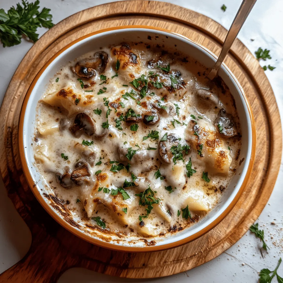 Mushroom Alfredo Lasagna Soup