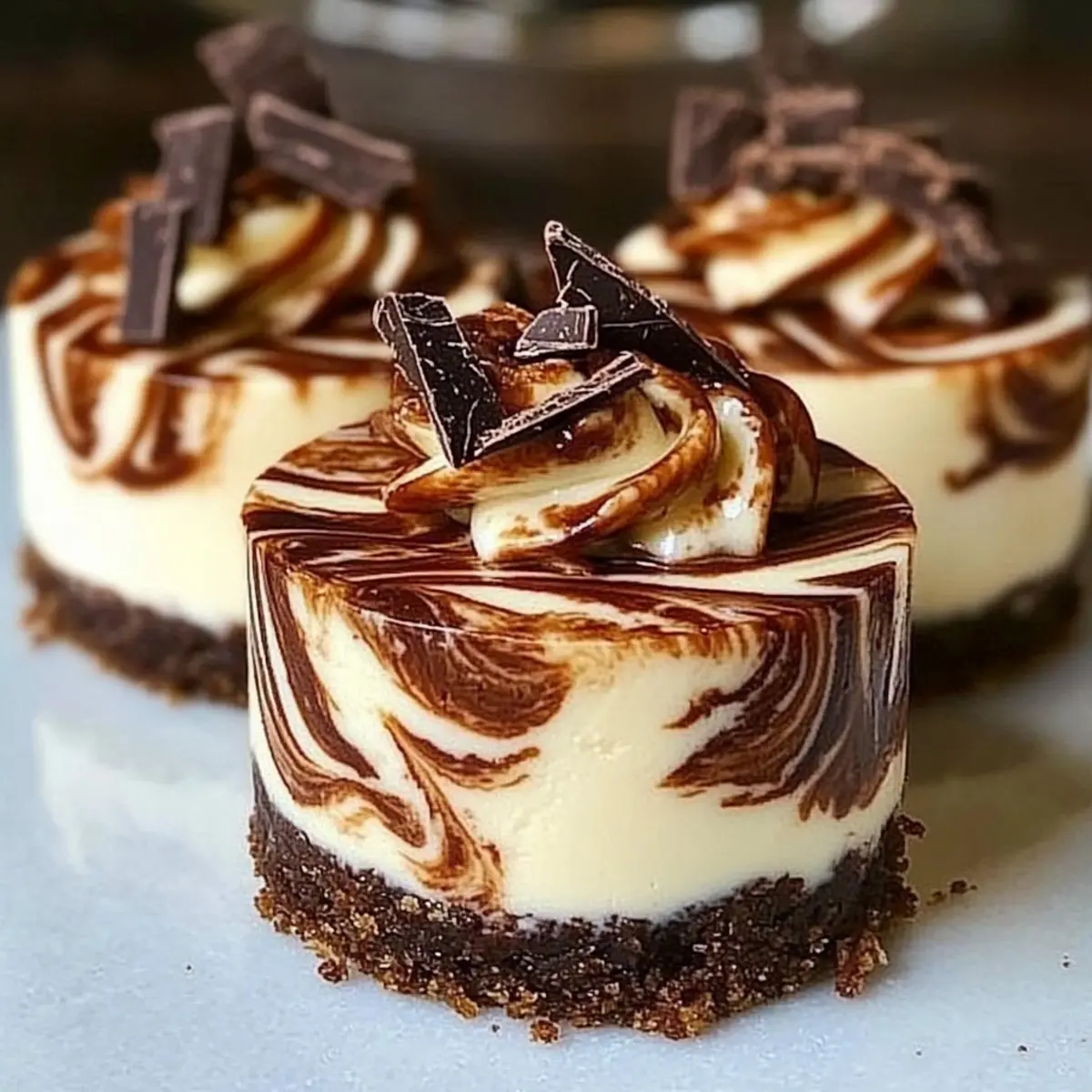 Mini Mocha Marble Cheesecakes
