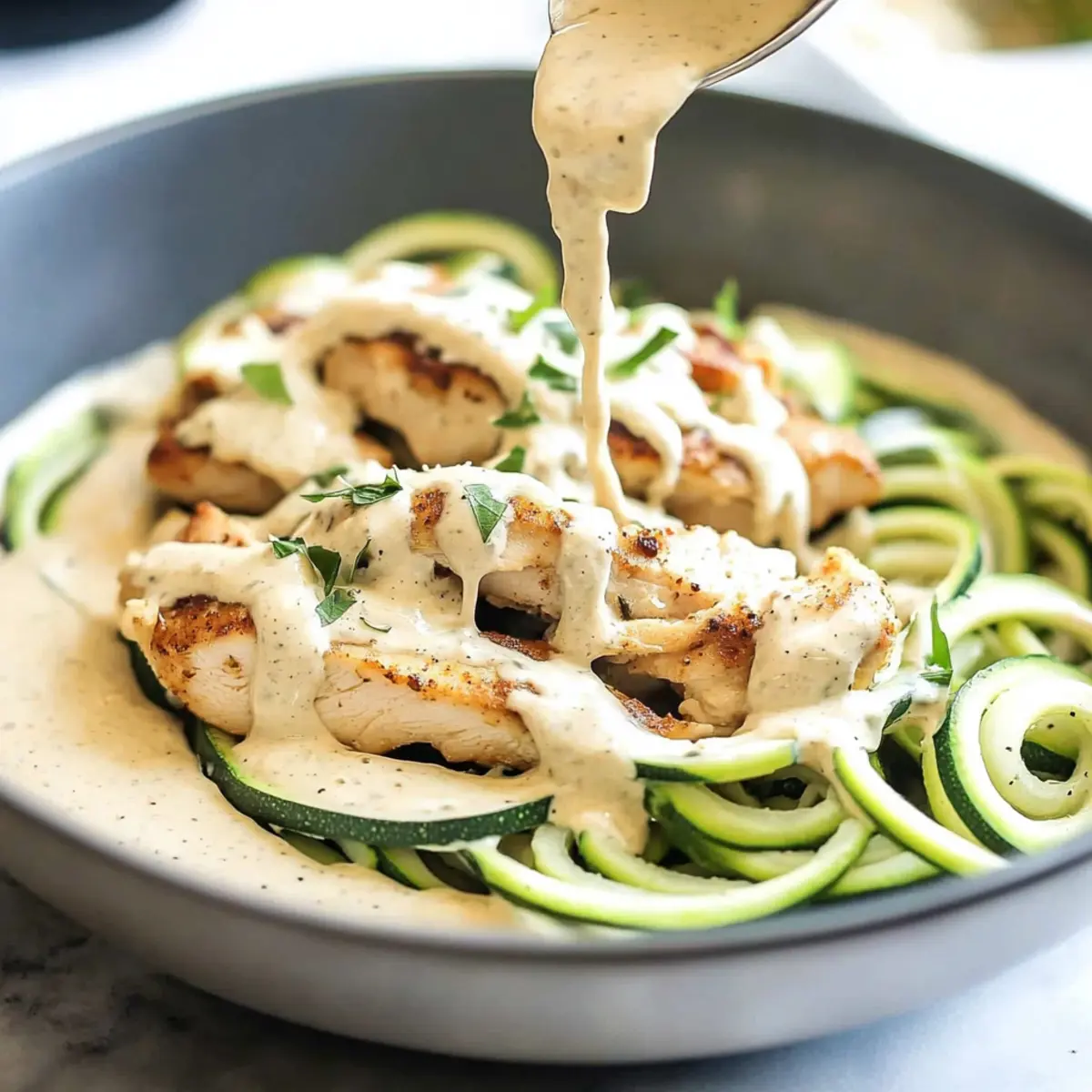 Chicken Alfredo with Zucchini Noodles
