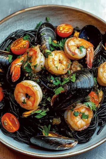 Squid Ink Pasta with Seafood
