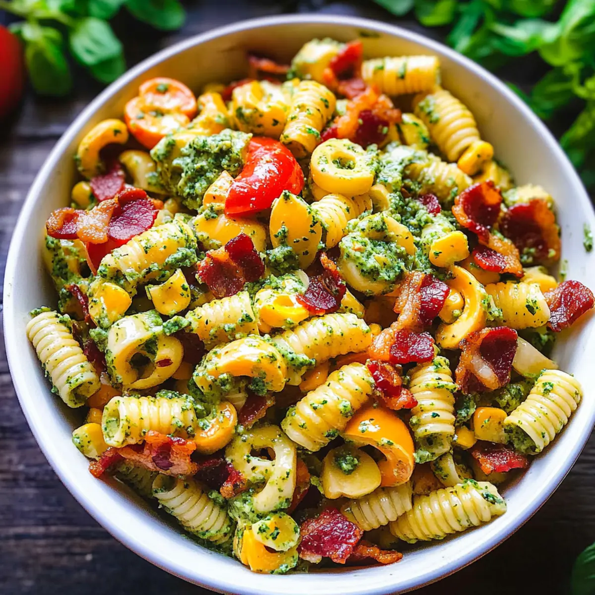 Corn Pasta Salad with Bacon