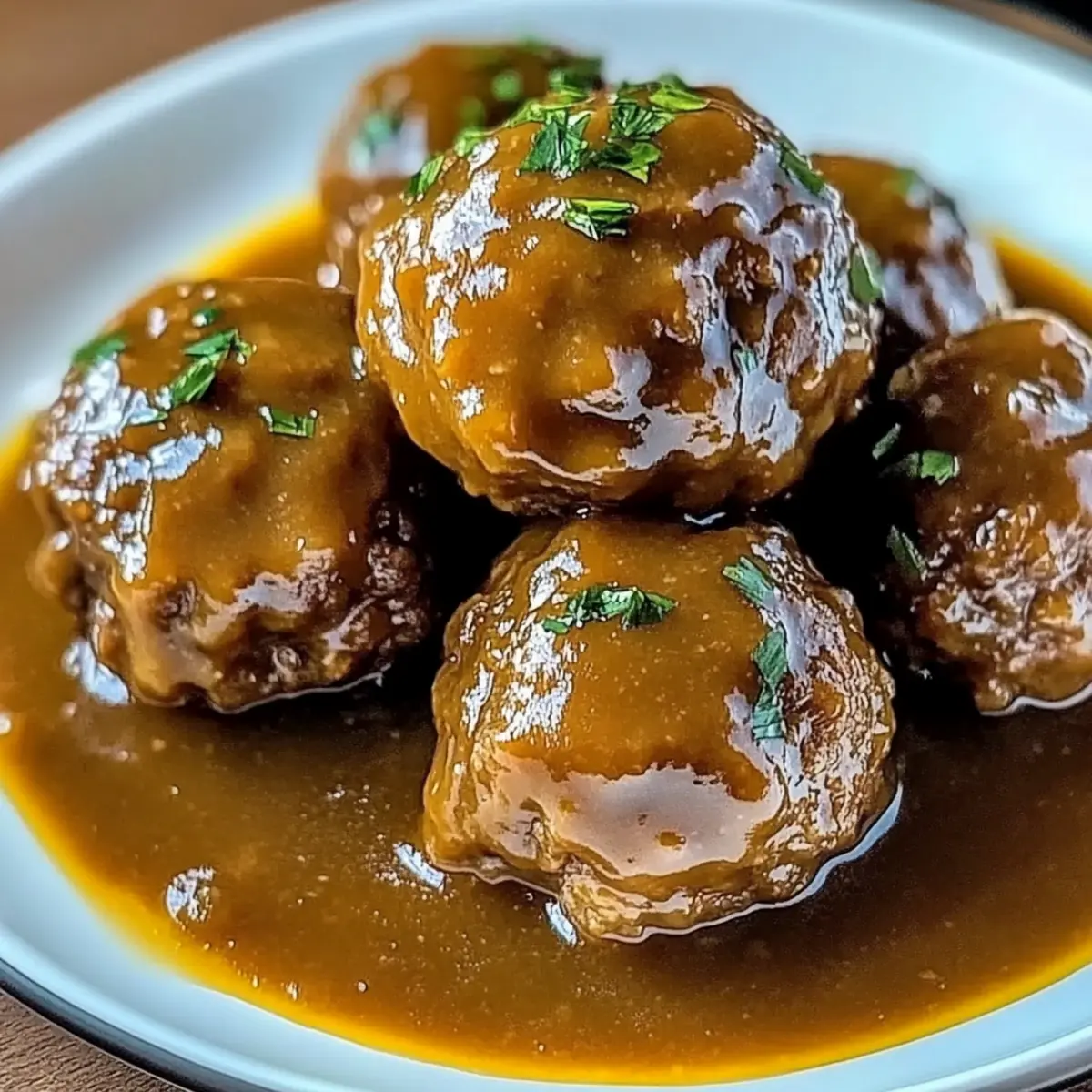 Juicy Beef Meatballs and Gravy