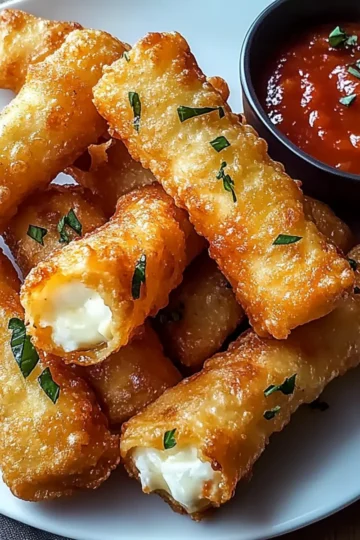 Crispy Wonton Mozzarella Sticks