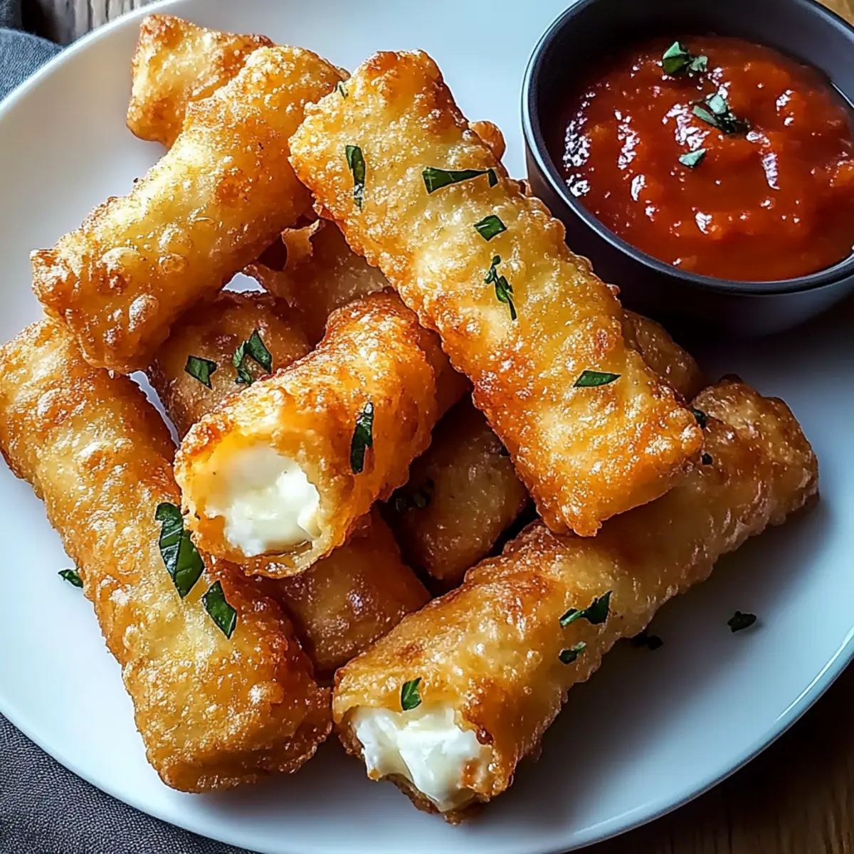 Crispy Wonton Mozzarella Sticks