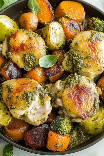 One Pan Chicken Pesto With Vegetables