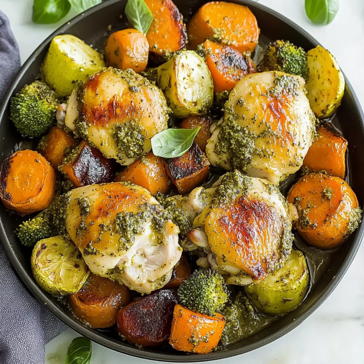 One Pan Chicken Pesto With Vegetables
