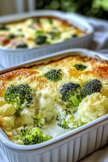 Broccoli and Cauliflower Cottage Cheese Bake