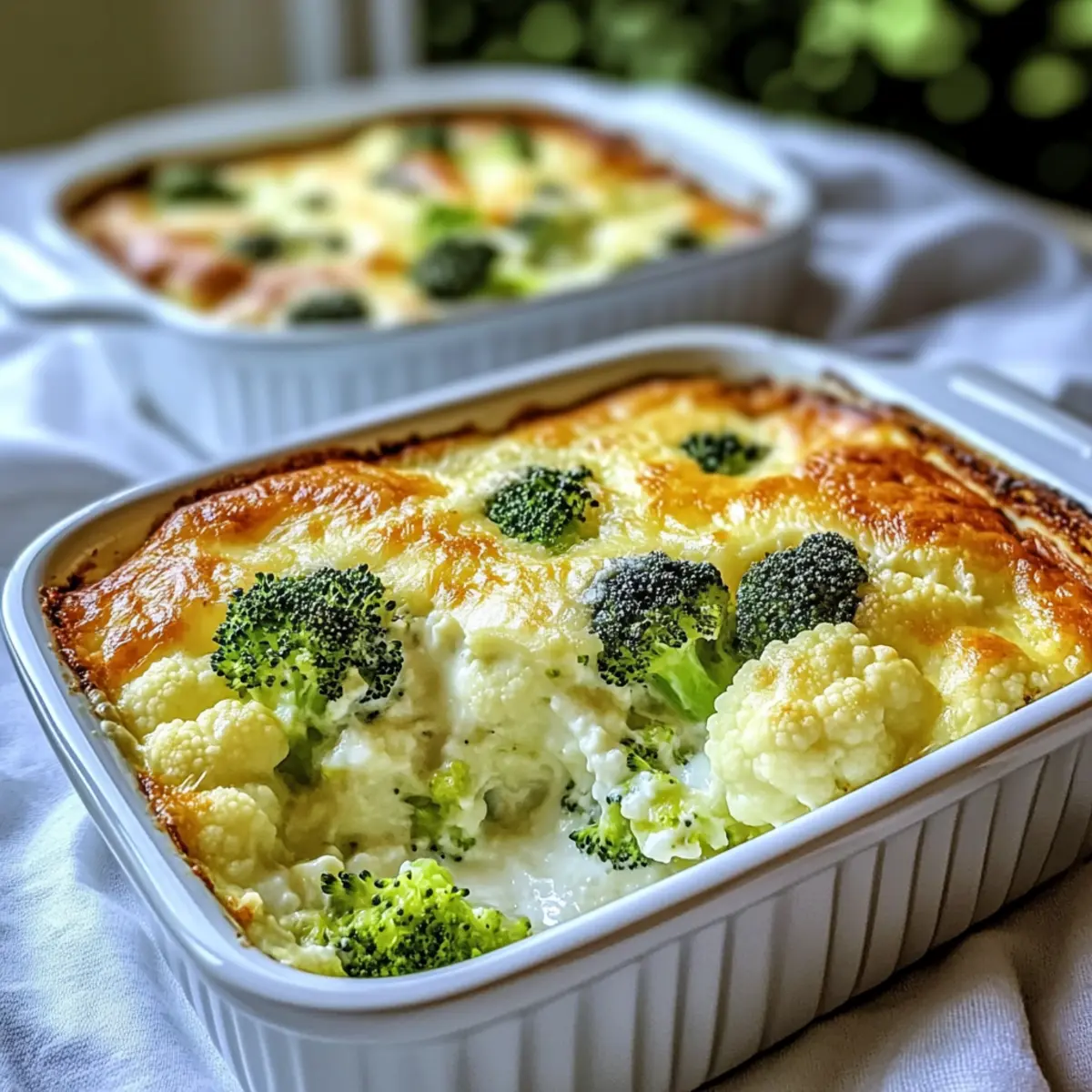 Broccoli and Cauliflower Cottage Cheese Bake