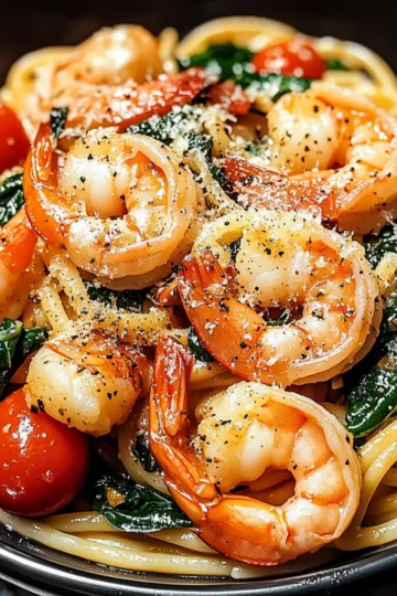 Tomato Spinach Shrimp Pasta