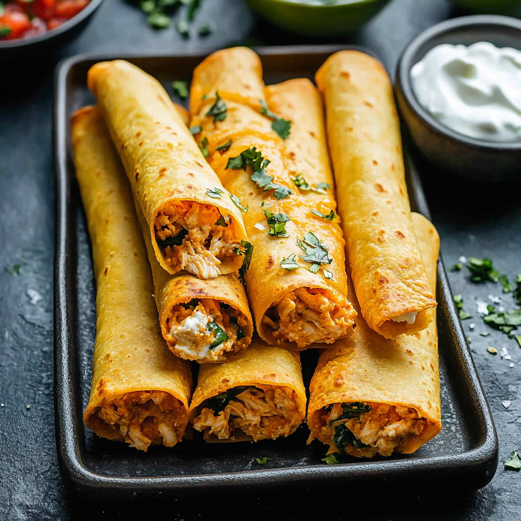 Cheesy Chicken Spinach Taquitos