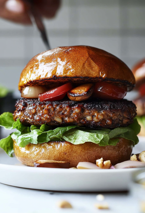 Veggie Burgers with Mushrooms and Rice for Dinner