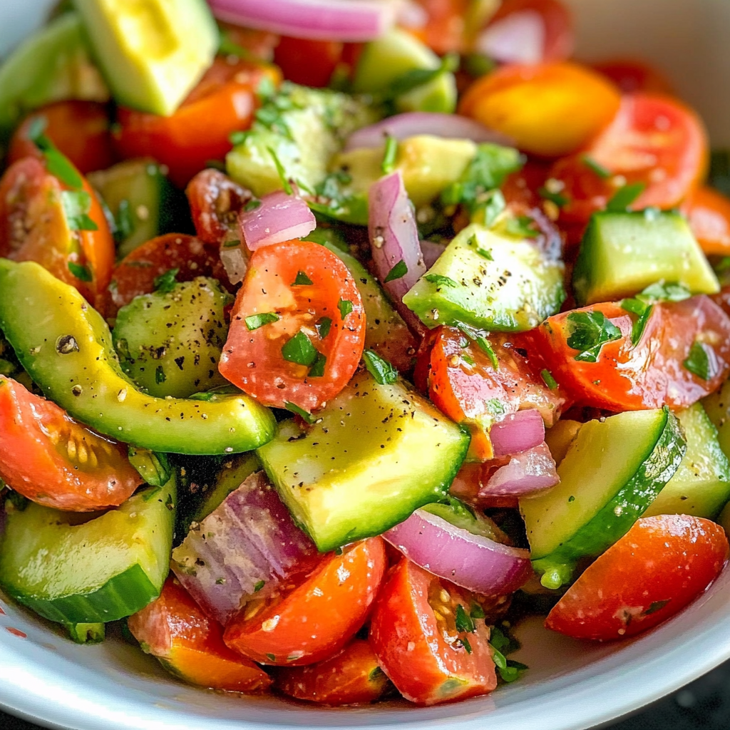 Tomato Cucumber Avocado Salad for Quick Healthy Meals
