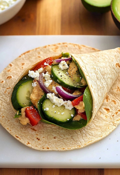Hummus Veggie Wraps Fresh Mediterranean Lunch