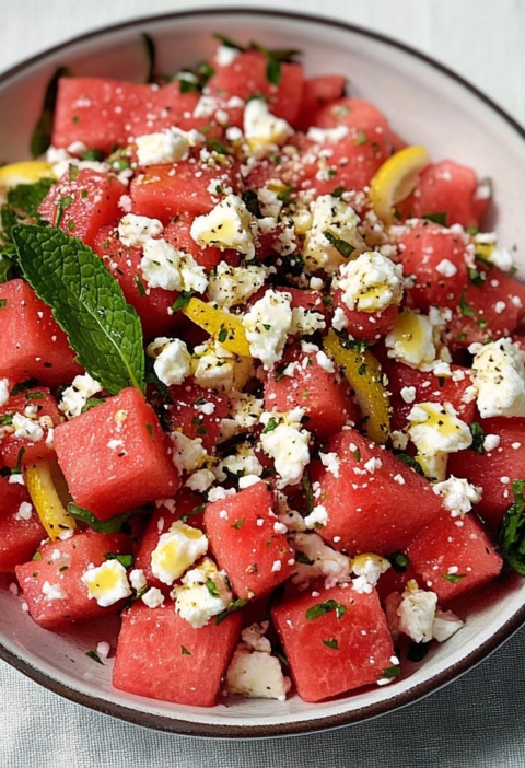 Watermelon Feta Mint Salad Recipe