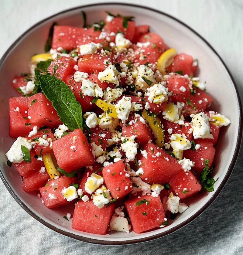Watermelon Feta Mint Salad Recipe